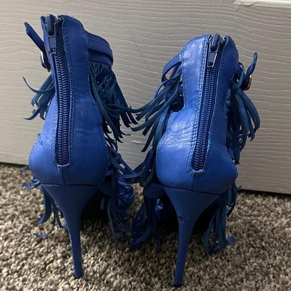 Privileged Royal Blue Fringe Heels - Picture 2 of 4
